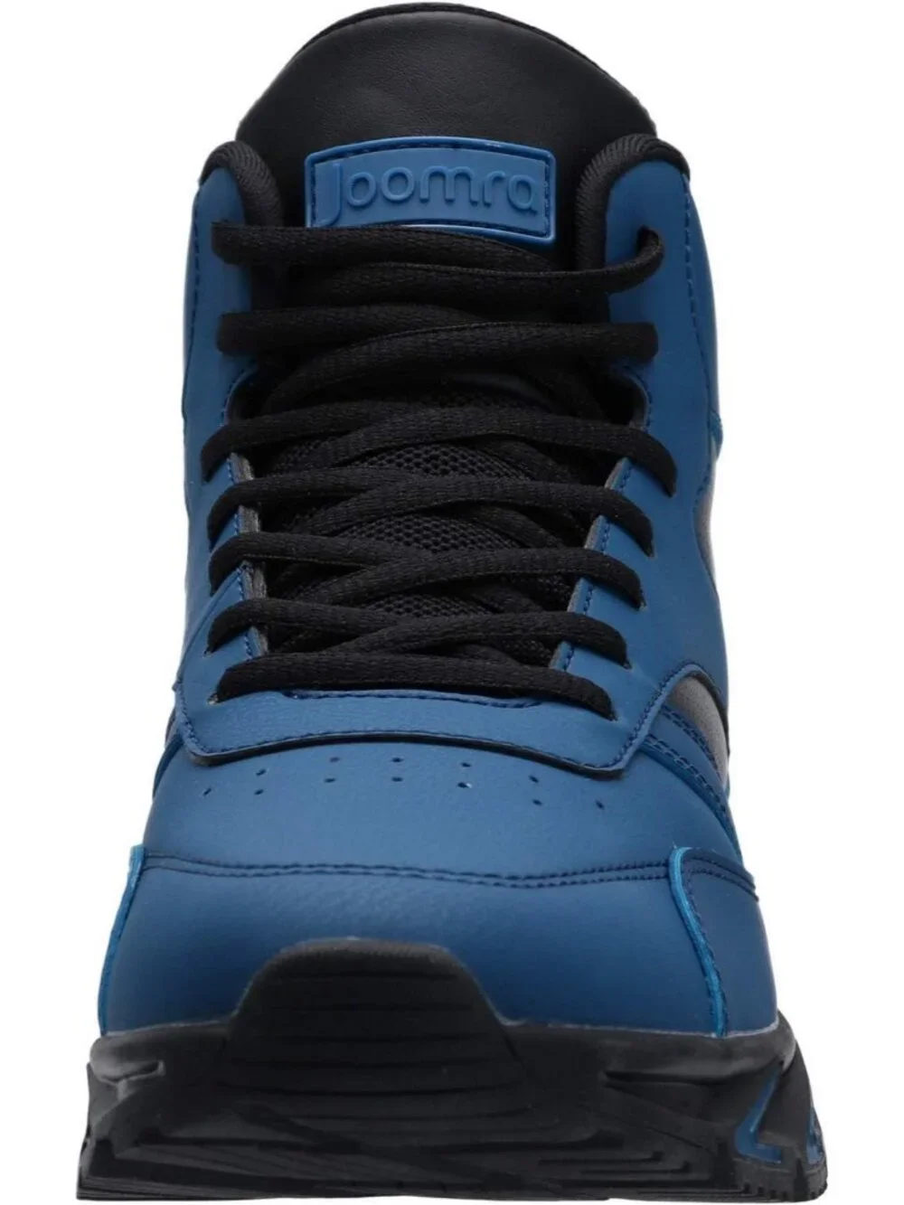 Joomra Men's Blue2 Rubber Leather High Top Athletic Inspired Lace Up Sneaker